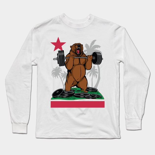 California bear lifting weights Long Sleeve T-Shirt by Louieloco